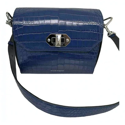 Pre-owned Alexander Mcqueen Box 16 Navy Leather Handbag