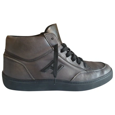 Pre-owned Hogan Anthracite Leather Trainers