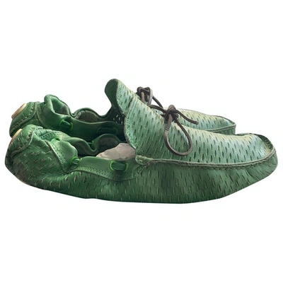 Pre-owned Baldinini Green Leather Flats