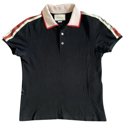 Pre-owned Gucci Black Cotton Polo Shirts
