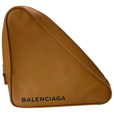 Pre-owned Balenciaga Triangle Orange Leather Clutch Bag