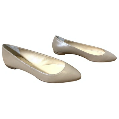 Pre-owned Christian Louboutin Beige Leather Ballet Flats