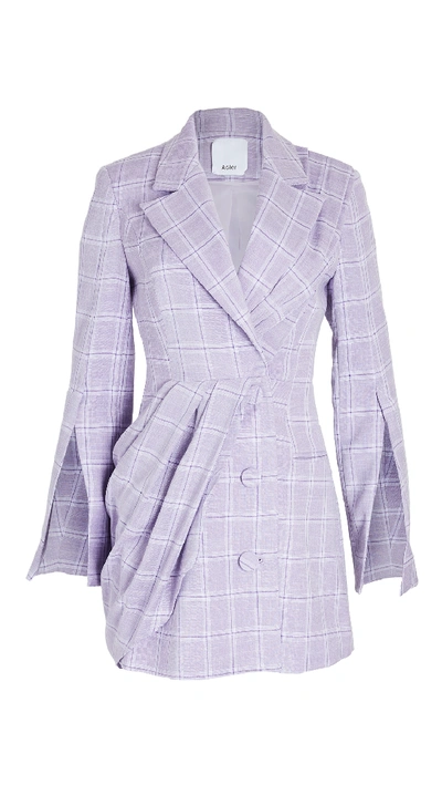 Shop Acler Plymouth Blazer Dress In Lilac Check