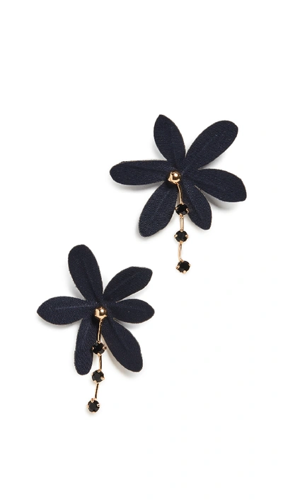 Shop Marni Fabric And Metal Earrings In Blue Black