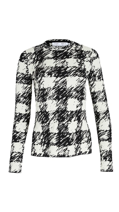 Shop Proenza Schouler White Label Jacquard Long Sleeve Knit Top In Black/cream
