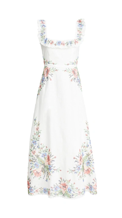 Shop Zimmermann Juliette Cross Stitch Dress In Ivory