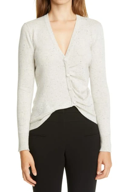 Shop Altuzarra Ruched Front Cashmere Cardigan In Ivory Melange