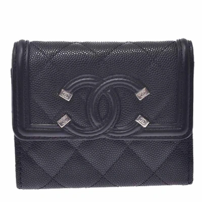 Pre-owned Chanel Black Ligne Cambon Zip-around Wallet