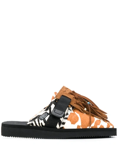 Shop Alanui Animal Patchwork Suicoke Mules In Brown ,black