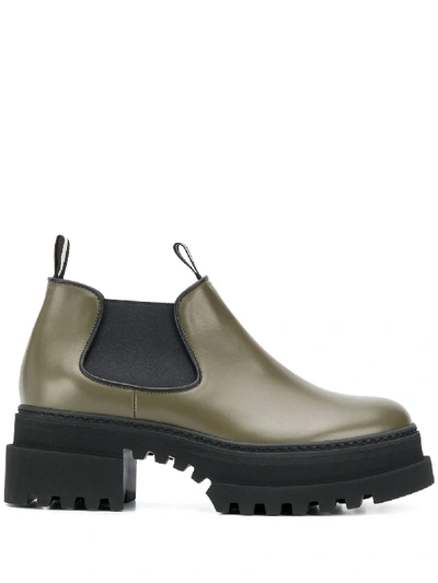 Shop Bally Chunky Sole Ankle Boots In Green