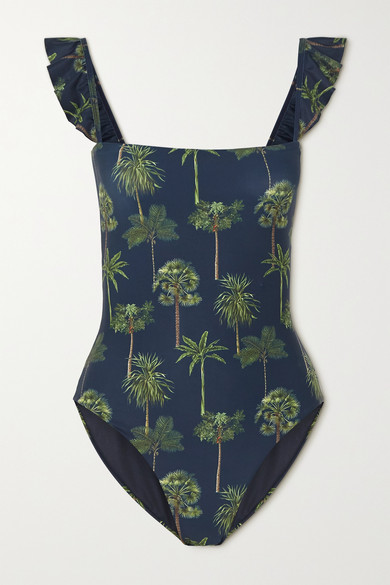 agua by agua bendita nativa ruffled printed swimsuit