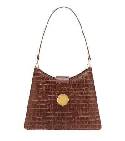 Shop Elleme Cat Croc-effect Leather Shoulder Bag In Brown