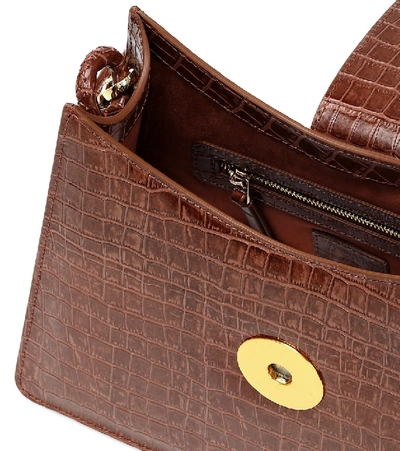 Shop Elleme Cat Croc-effect Leather Shoulder Bag In Brown