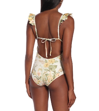 Shop Zimmermann Amelie Floral Swimsuit In White