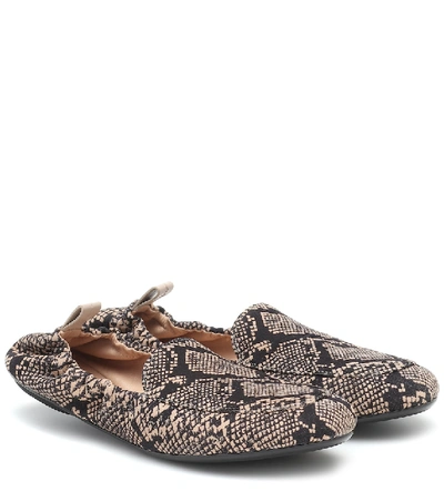 Shop Gianvito Rossi Snake-print Leather Loafers In Beige