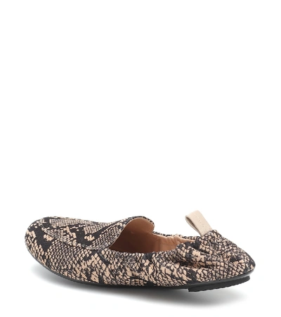 Shop Gianvito Rossi Snake-print Leather Loafers In Beige