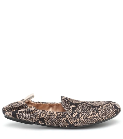 Shop Gianvito Rossi Snake-print Leather Loafers In Beige