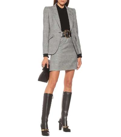 Shop Alexander Mcqueen Checked Wool And Cashmere Miniskirt In Black