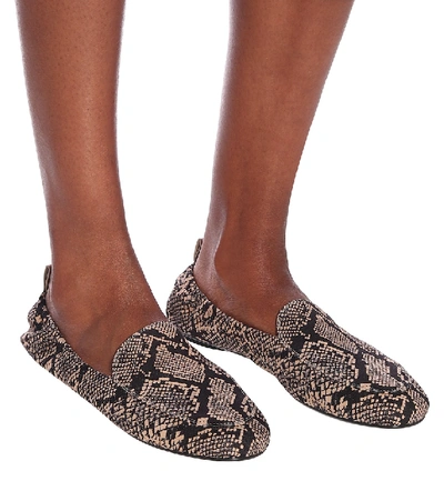 Shop Gianvito Rossi Snake-print Leather Loafers In Beige