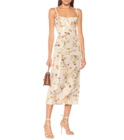 Shop Brock Collection Rachele Floral Silk Midi Dress In White