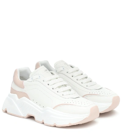 Shop Dolce & Gabbana Daymaster Leather Sneakers In White