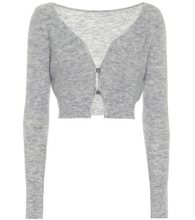 Shop Jacquemus Le Cardigan Alzou Cropped Mohair-blend Cardigan In Grey