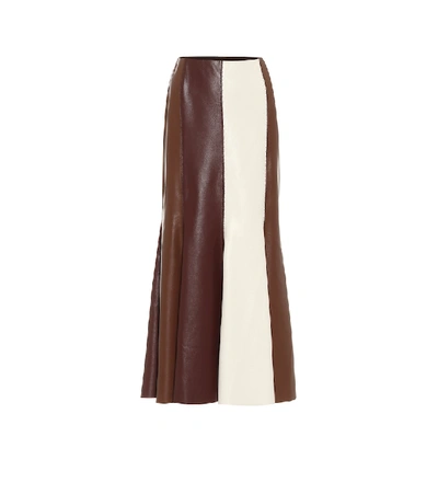 Shop Nanushka Artem Faux Leather Midi Skirt In Brown