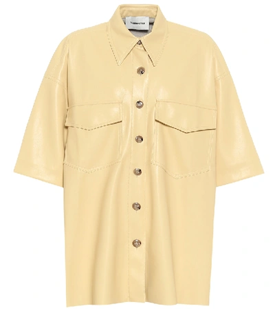 Shop Nanushka Roque Faux Leather Shirt In Yellow
