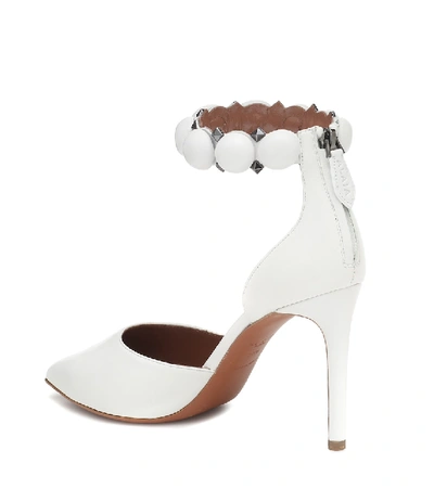 Shop Alaïa Bombe 90 Leather Sandals In White