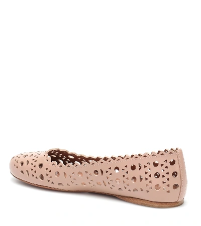 Shop Alaïa Laser-cut Leather Ballet Flats In Pink