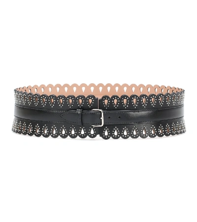 Shop Alaïa Laser-cut Leather Belt In Black
