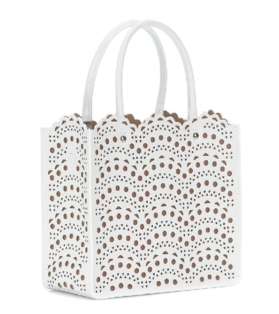 Shop Alaïa Garance 16 Small Leather Tote In White