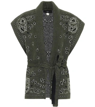 Shop Alanui Bandana Jacquard Cashmere Vest In Green