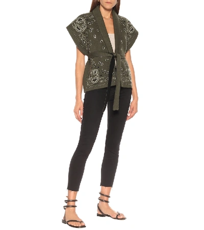 Shop Alanui Bandana Jacquard Cashmere Vest In Green