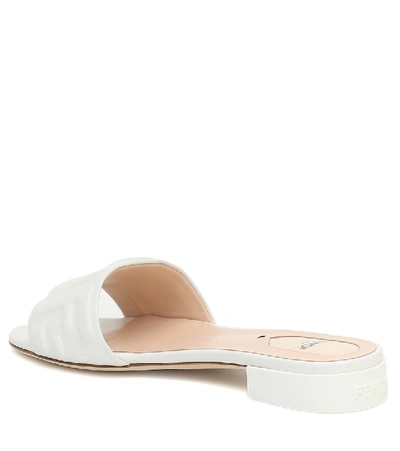 Shop Fendi Ff Embossed Leather Sandals In White