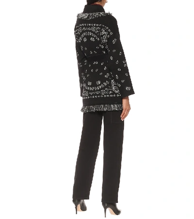 Shop Alanui Bandana Cashmere Cardigan In Black