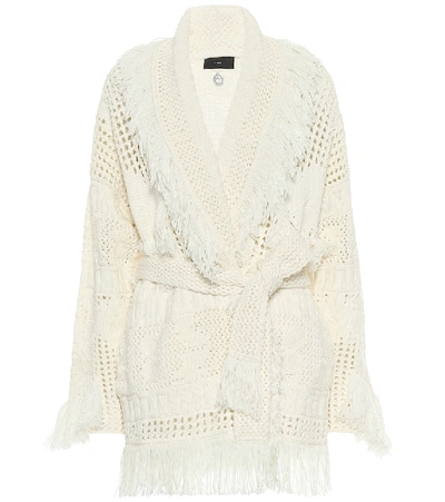 Shop Alanui Icon Net Virgin Wool Cardigan In White