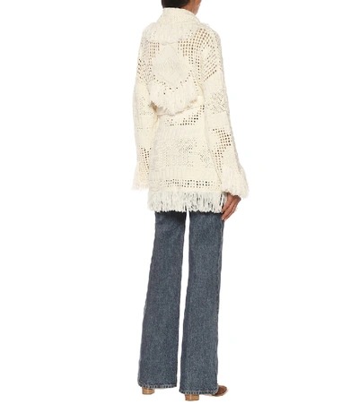 Shop Alanui Icon Net Virgin Wool Cardigan In White