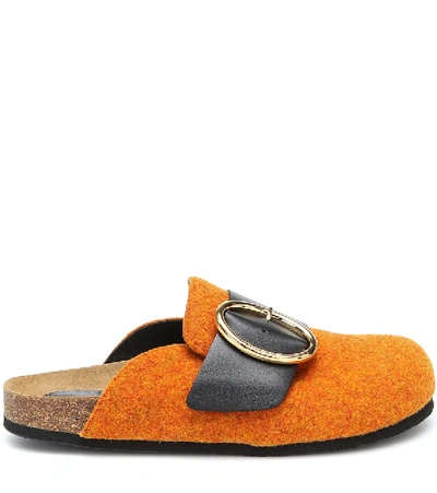 Shop Jw Anderson Wool-blend Felt Mules In Orange
