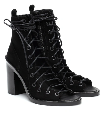 Shop Ann Demeulemeester Suede Lace-up Ankle Boots In Black