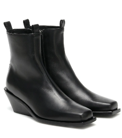 Shop Ann Demeulemeester Leather Square Toe Boots In Black