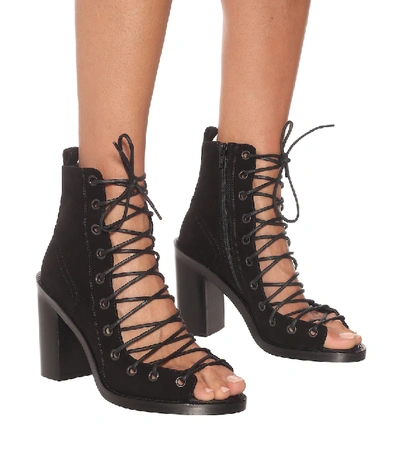 Shop Ann Demeulemeester Suede Lace-up Ankle Boots In Black