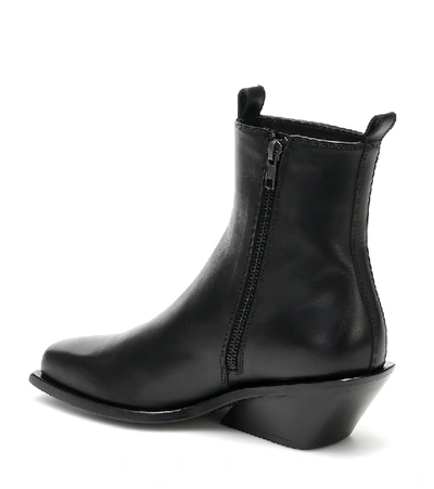 Shop Ann Demeulemeester Leather Square Toe Boots In Black