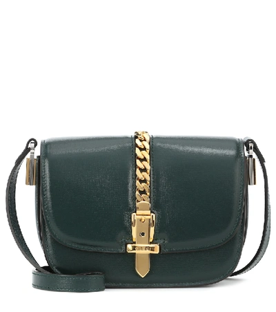 Shop Gucci Sylvie 1969 Mini Leather Shoulder Bag In Green