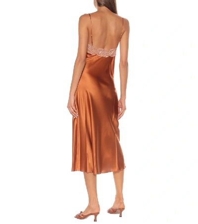 Shop Jonathan Simkhai Blair Lace-trimmed Silk Satin Slip Dress In Brown