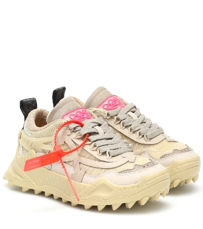 Shop Off-white Odsy-1000 Leather Sneakers In Beige