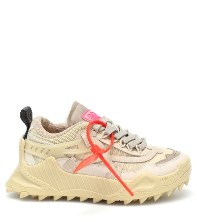 Shop Off-white Odsy-1000 Leather Sneakers In Beige