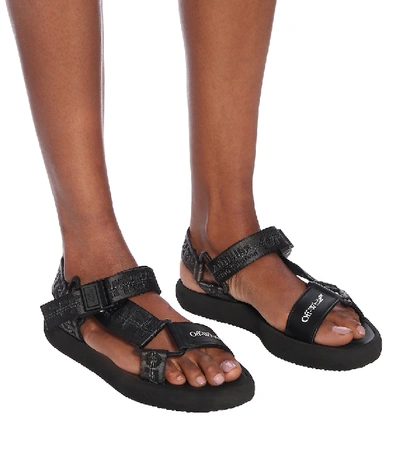 Shop Off-white Trek Grosgrain-trimmed Sandals In Black