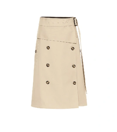 Shop Proenza Schouler Trench Cotton Midi Skirt In Beige