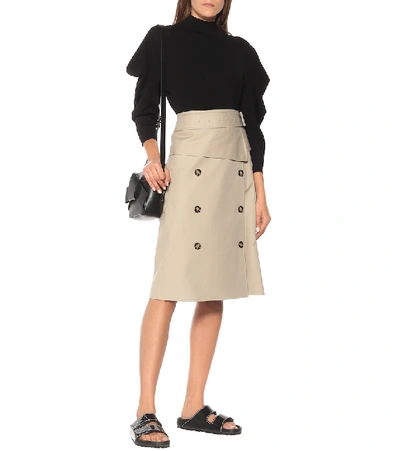 Shop Proenza Schouler Trench Cotton Midi Skirt In Beige